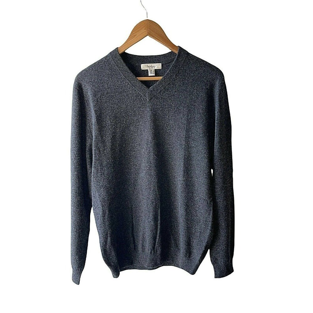 Turnbury Men's Size S Charcoal Gray V-Neck 100% Cashmere Sweater